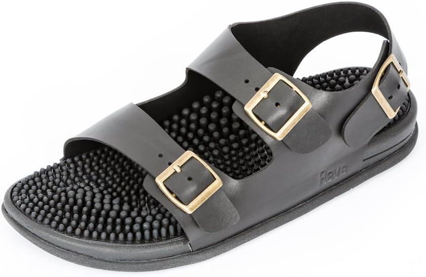 Revs - Premium Acupressure & Reflexology Massage Trek Sandals - for Men and Women - Stimulating Shock Absorbing Cushion Comfort Sole with Orthotic Arch Support - for Sore, Swollen Tired Feet and Legs