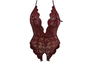 hengfeny Sheer Lingerie, Black Lingerie for Ladies, Women Lingerie Sleepwear Outfits Lace Babydoll Plus Size Chemise Set