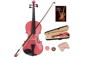 BELANITAS Kids Violin 1/2 Half Size Premium Wood Fiddle Set Pink Violin for Kids Ages 5-9, Handcrafted Beginner Violin with Hard Case, Violin Bow and Rosin