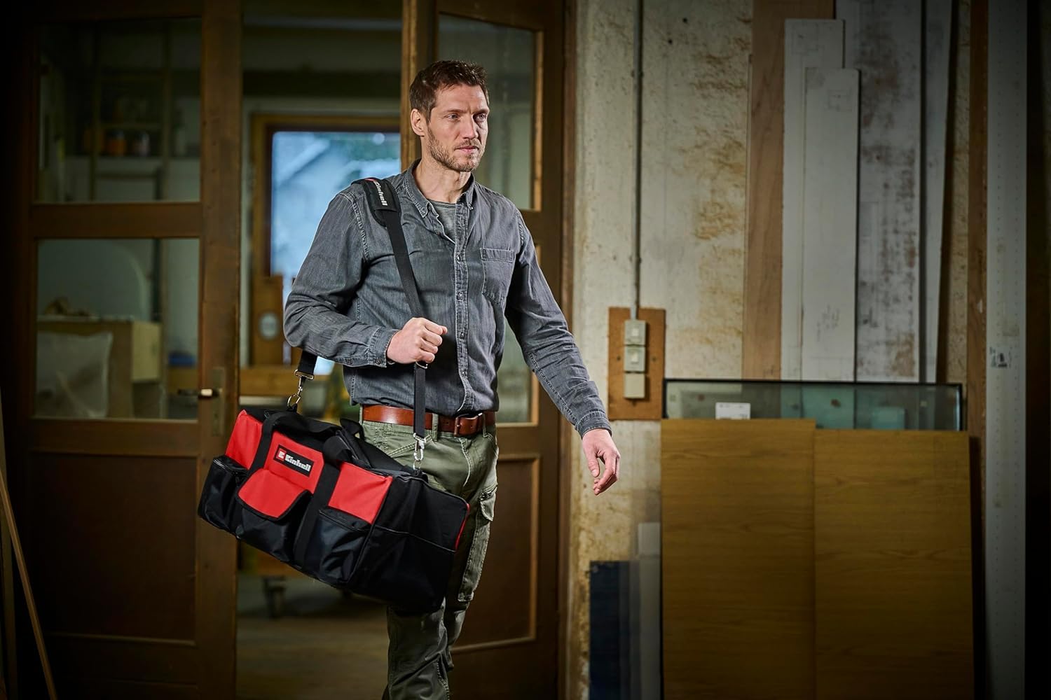 Einhell Tasche Bag 56/29 (für Werkzeuge & Zubehör, langlebig mit verstärktem Boden, Tragegurt, Tragegriff, verschiedene Taschen und Fächer) 3