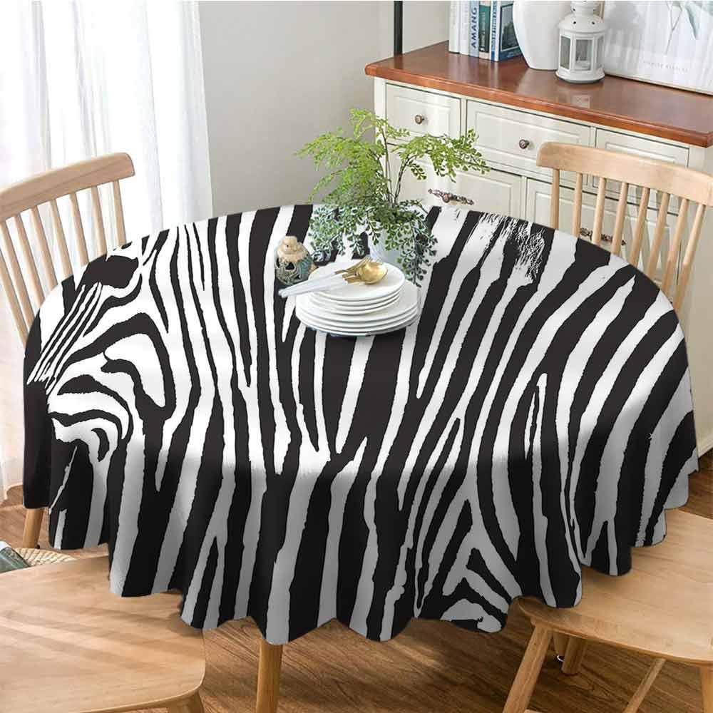 SONGDAYONE Polyester Round Tablecloth Zebra Print Zebra Design with