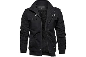 EKLENTSON Men's Winter Cargo Jacket Fleece Lined Thick Thermal Casual Military Tactical Jacket Windproof Bomber Jacket Coat