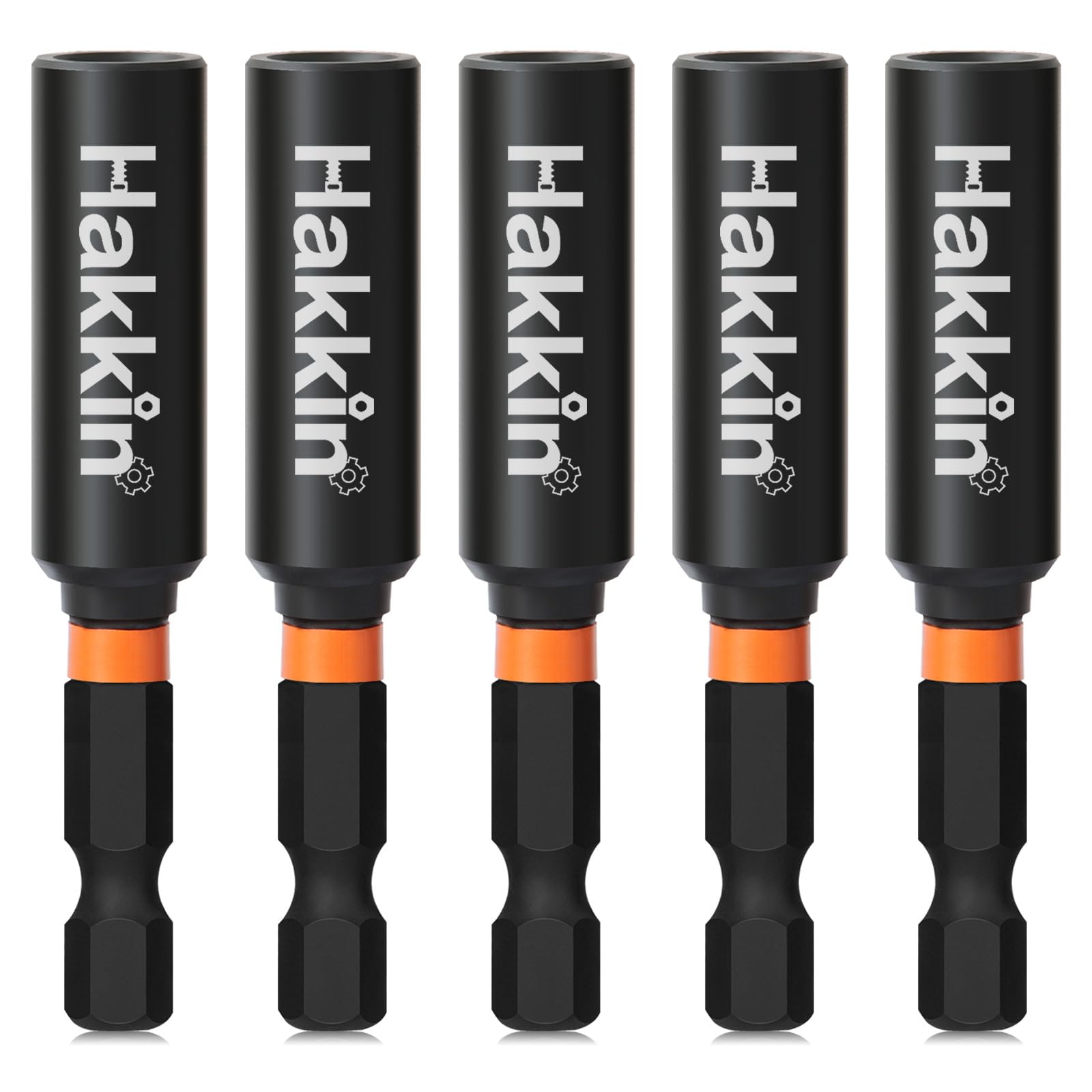 Hakkin Magnetic Bit Holder 5Pcs 60mm Impact Bit Holder S2 Steel Drill Bits Holders Professional 1/4” Hex Shank Extension Bits Holders for Impact Driver