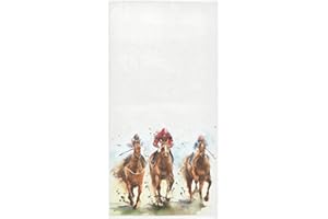 Naanle Horse Racing Painting Soft Highly Absorbent Guest Large Home Hand Towel Decor for Kitchen, Bathroom, Hotel, Gym and Spa (16 x 30 Inches)