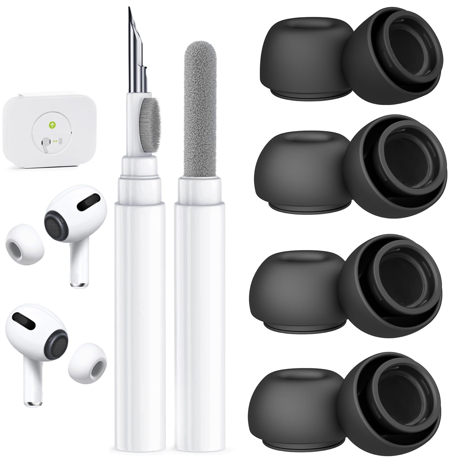 Polislime 4 Pairs Replacement Ear Tips for AirPods Pro 2nd/1st (Black)