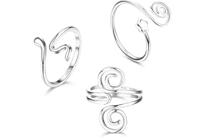 Florideco 3Pcs S925 Sterling Silver Toe Rings for Women Open Toe Rings Comfort-Fit Adjustable Toe Rings Celtic Knot Turquoise Finger Foot Jewelry Set