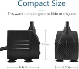 BARST 1100L/H Submersible Water Pump Ultra Quiet with 4 Suction Cups 3 Nozzles view 7