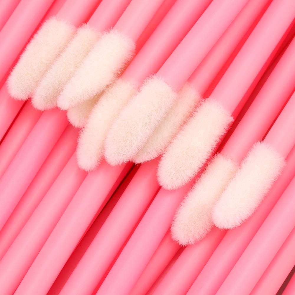 200 PCS Disposable Lip Gloss Brush, Pink Lipstick Concealer Brushes Lip