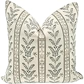 Jillien Harbor “The Campbell” Decorative Pillow Cover – Beige & Taupe Neutral Home Accent Pillow Cover with Ivory Background – Grandmillennial Home Decor, 20" x 20"