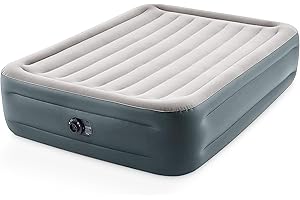 INTEX 64125ED Dura-Beam Plus Essential Rest Matelas gonflable Fiber-Tech Queen Size Pompe électrique intégrée Hauteur de lit 