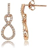 Sterling Silver Cubic Zirconia Small Infinity Dangle Earrings