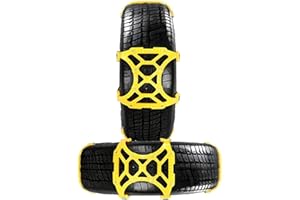 VaygWay Car Snow Tire Chains - All Season Yellow Snow Chains- Emergency Vehicle Anti-Slip Tire Chains for Cars, SUVs, & Trucks (Yellow, 6 Pack)