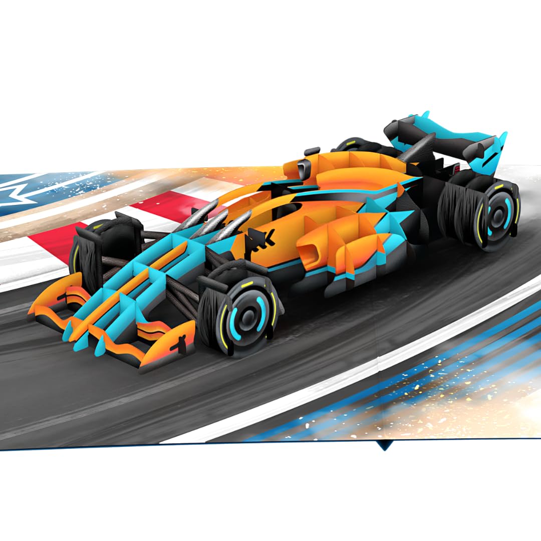 Three Dee Cards - High-Speed Racing Car 3D Pop-Up Greeting Card for Him – Perfect for Dad Fathers Day Men Birthdays Husband Son in Law Boyfriend Grandad Uncle and Formula 1 Enthusiasts