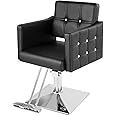 Halamine Salon Chair, Black Barber Chair for Barbershop, 360° Swivel Stylist Chair, Beauty Spa Styling Hairdressing Tattoo Equipment for Women Men