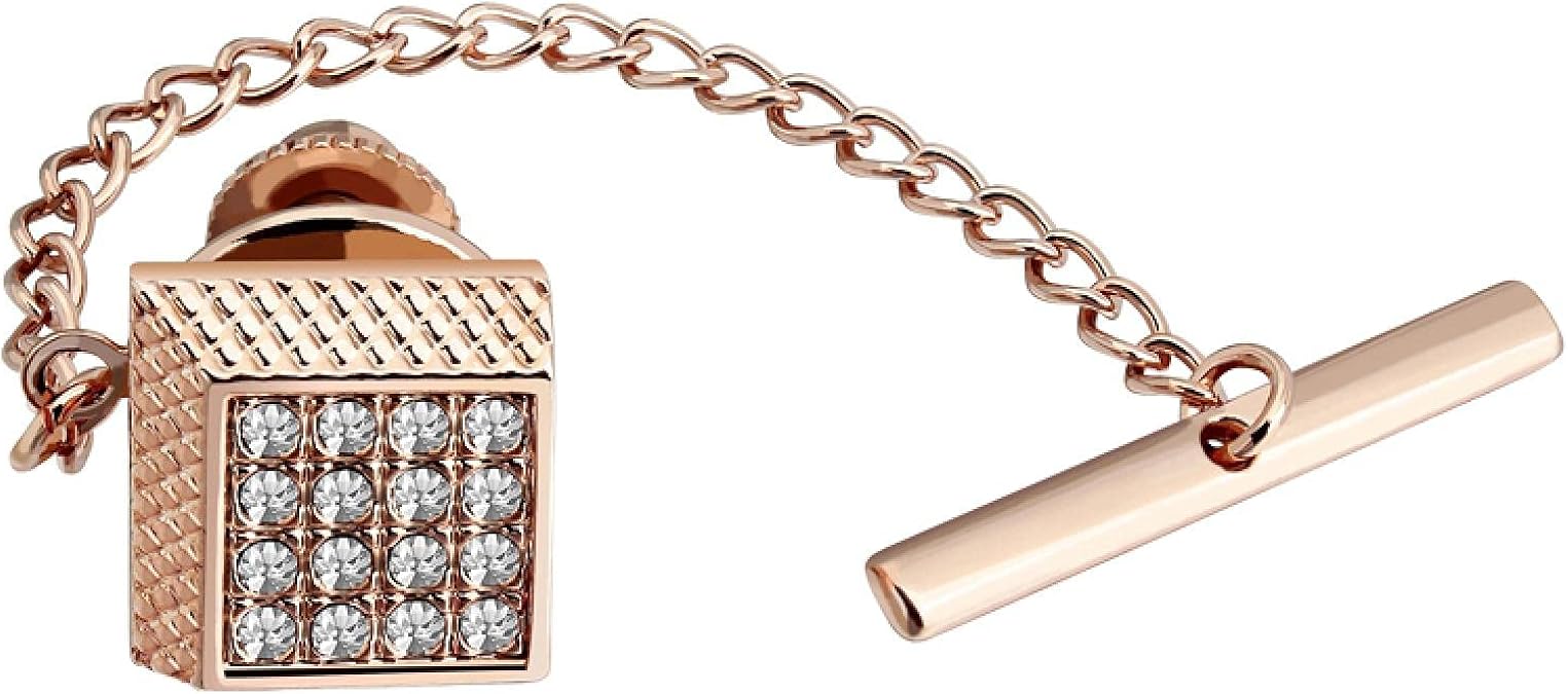 COLORFULTEA Tie Tacks for MenTrendy Square Crystal Tie Tacks Tie Pins