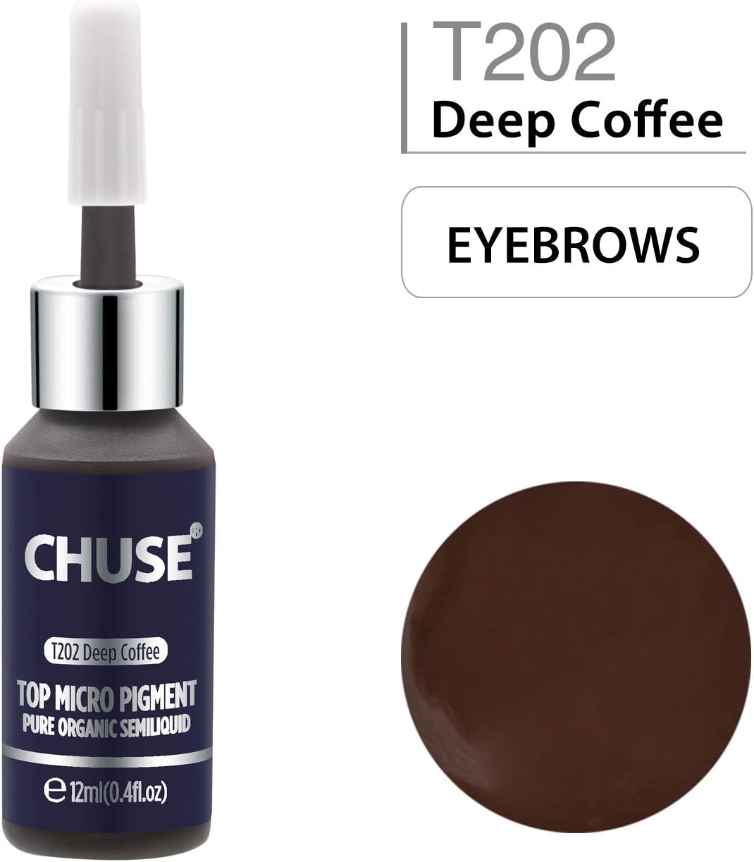 CHUSE PMU Eyebrow Pigments 0.4oz/12ml (T202 Deep Coffee), Light Brown, 12 ml (Pack of 1) - Image 3