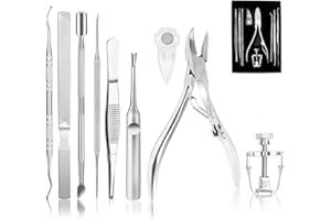 Ingrown Toenail Tool Kit (9PCS), Professional Toe Nail Clipper Set for Ingrown & Thick Nail, Stainless Steel Ingrown Toenail Kit, Surgery Grade Manicure Pedicure Tool by Dualeco