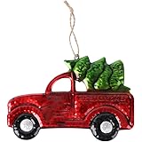BESTOYARD Pickup Truck with Pine Tree Ornament Xmas Tree Ornament for Christmas Home Holiday Decor Gifts Red