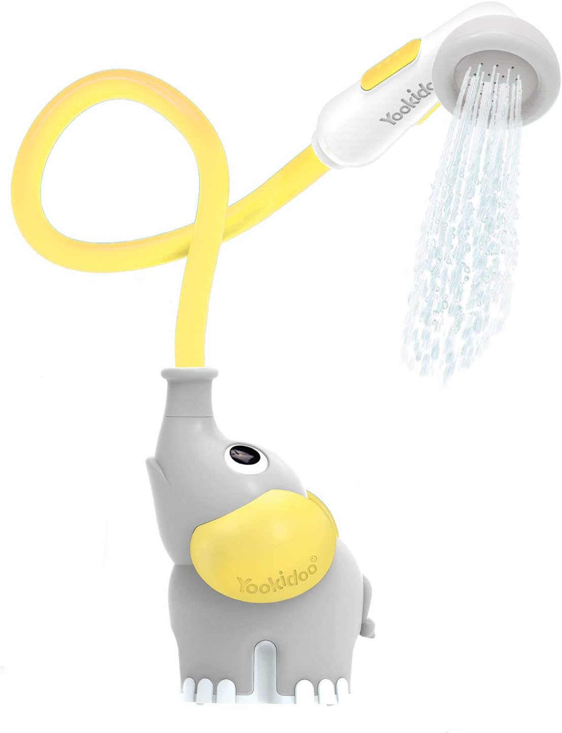 Yookidoo Baby Bath Shower Head - Elephant Bath Toy and Trunk Spout Rinser - for Newborn Babies in Tub Or Sink (Yellow)