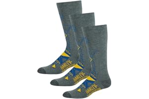WISCONSIN HARLEY-DAVIDSON Harley-Davidson Mens Geo Pattern Performance Breathable Riding Socks, 3 Pairs