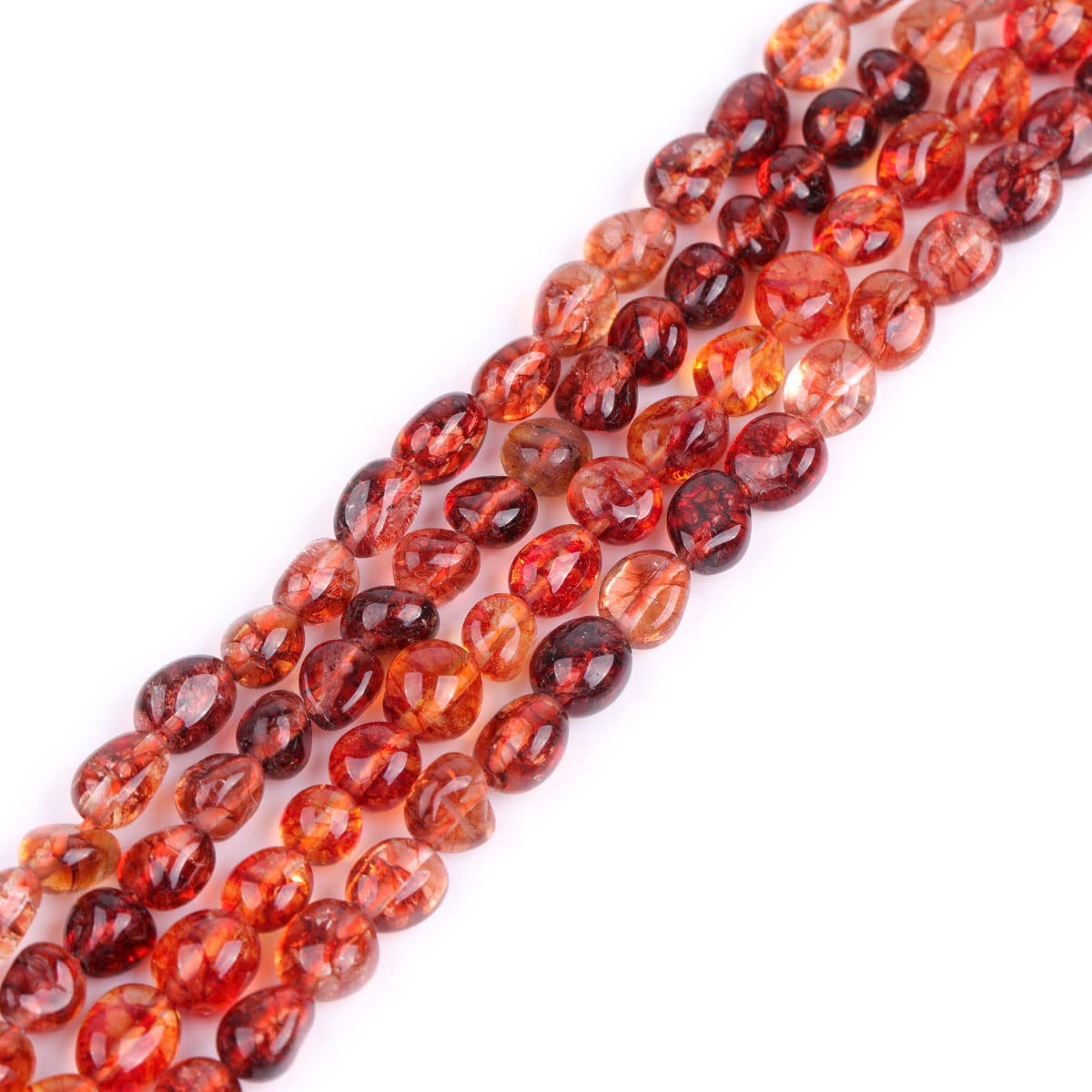 Sweet & Happy Girl's Store 6X8mm Freeform Potato Shape Dyed Red Crystal Quartz Beads Strand 15 Inch Jewellery Making Beads