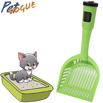 PetVogue Plastic Litter Scooper with 15 Poop Bags for Pet Cat (Green)