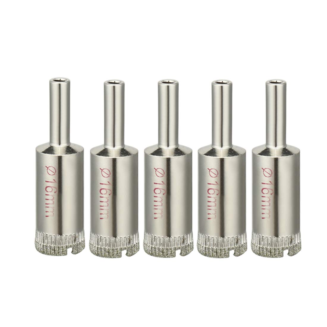 sourcingmap 5Pcs 16mm Diamond Coated Hole Saw Drill Bits for Glass Ceramic Tile Marble Rock Porcelain Bottles Pots Brick