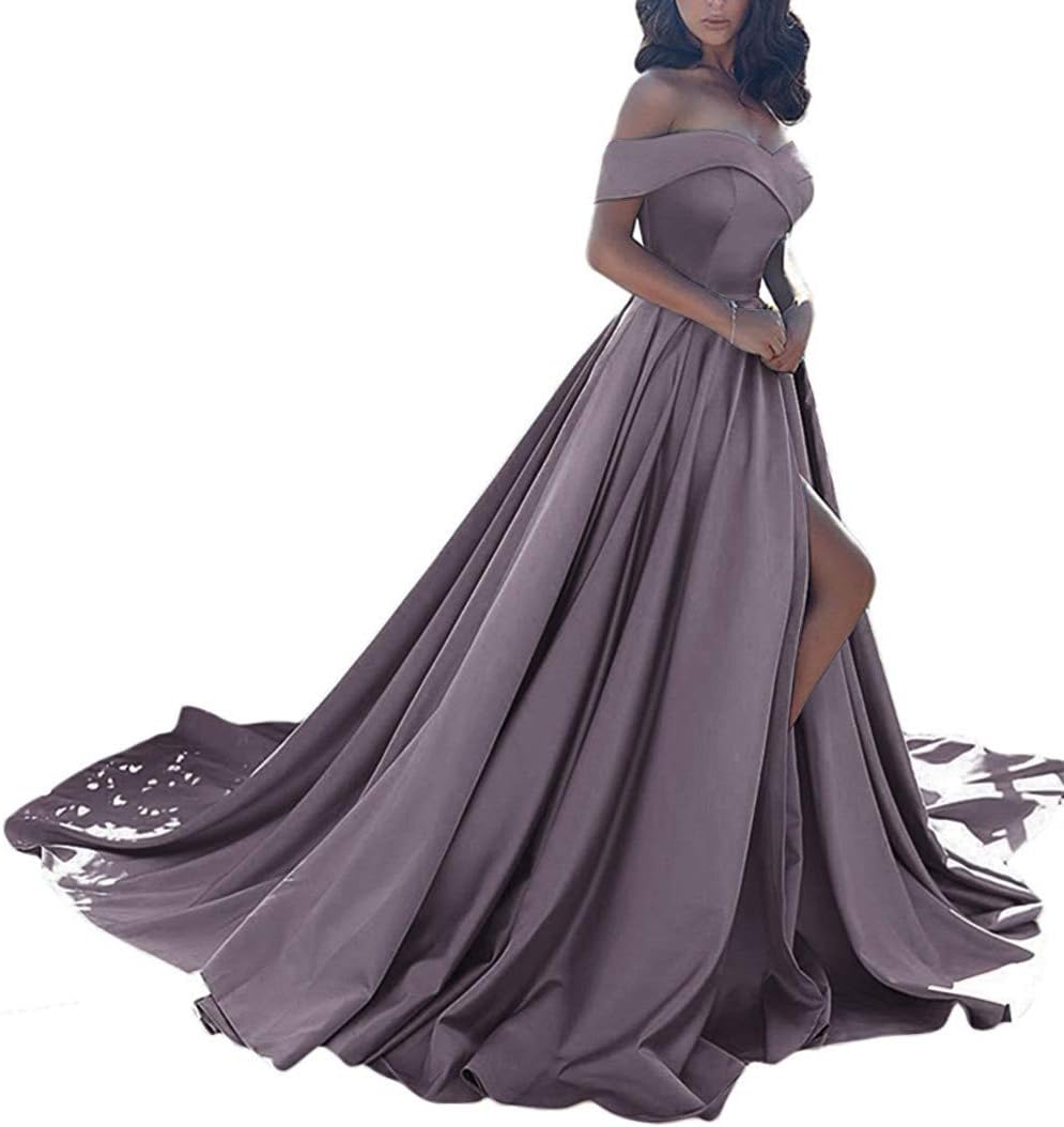 Prom Dresses Long Ball Gowns Off Shoulder Split Formal Wedding Dress for Women 2020