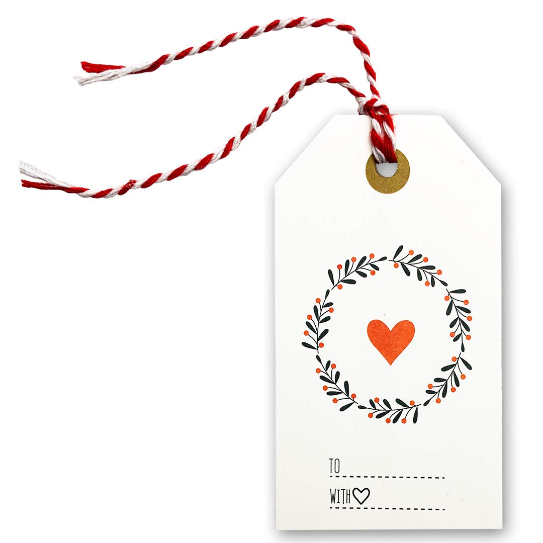 Elegant Christmas Gift Tags with Red Bakers Twine Pre-Strung