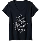 Womens Astrological Sign Zodiac Sign Pisces V-Neck T-Shirt