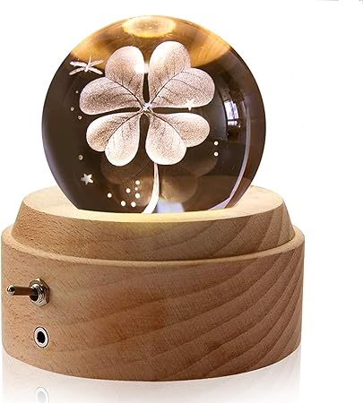 Amazon 最新 Ttmow オルゴール クリスタル ボール 誕生日プレゼント 3d 透明水晶玉 Ledライト 投影機能 ミュージックボール インテリア 置物 オブジェ 間接照明 ベッドサイドランプ 月のランプ おしゃれ 木製 手作り 人気 結婚祝い 卒業祝い クリスマス プレゼント