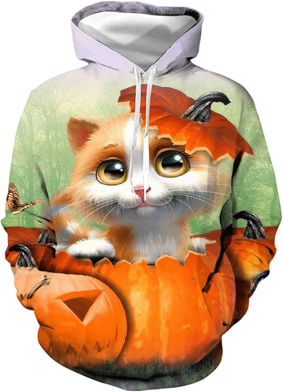 Niedliches Halloween Katzen Kostüm – Pullover Mit Kapuze, Lustiges Kürbis-Katzen Design Für Kinder & Erwachsene