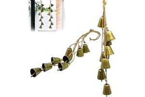 2 Pack Witch Bells for Door Knob,Doorknob Bells,Brass-Colored Iron Wind Chimes,8 Bells for Home Protection, Witchcraft Suppli