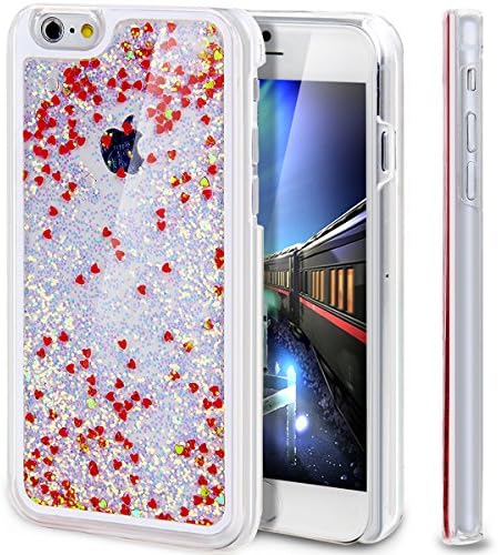 iPhone 6S Case, NSSTAR Liquid Case for iPhone 6S,Creative Design Flowing Liquid Floating Luxury Bling Glitter Sparkle Love Heart Hard Case for Apple iPhone 6S (2015) & iPhone 6 (2014)(Love:Red)