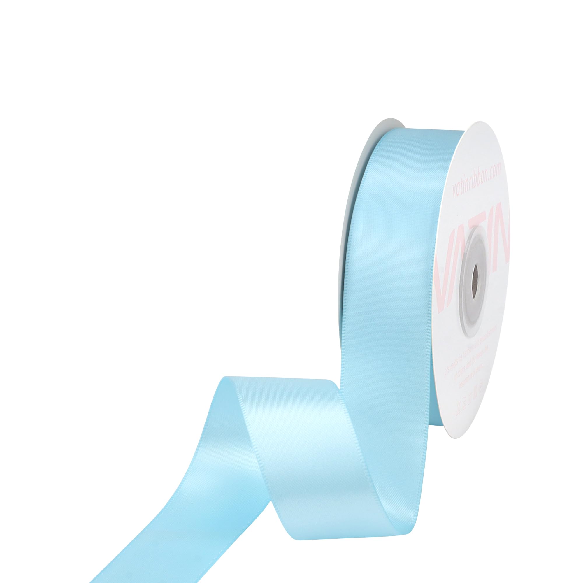 VATIN 25mm Double Faced Polyester Satin Ribbon Light Blue/Baby Blue - 23 Metre/Spool, Perfect for Wedding, Wreath, Baby Shower,Packing and Other Projects