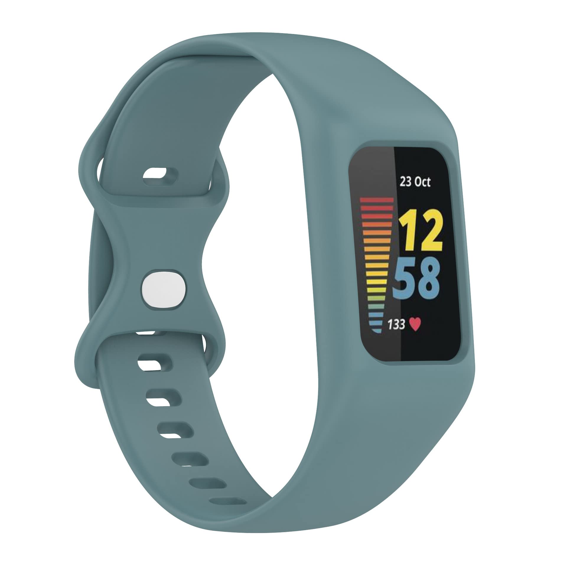 FONREST One-piece Straps Compatible with Fitbit-Charge-6/5/4/3/SE Bumper Case Band, Soft Silicone Washable Sports Replacement Watch Band Wristbands Bracelet for Activity Tracker Women Men(Blue)