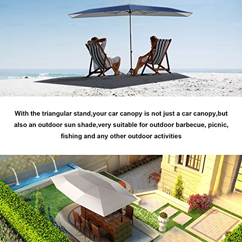 Reliancer 6.9FT Car Tent Stands Tripod for Umbrellas Movable Carport Support Sunproof Sun Shade Canopy Lights Holder w/4xGalvanized Steel Tent Pegs\4x10ft Ropes\4xCarabiner Hooks