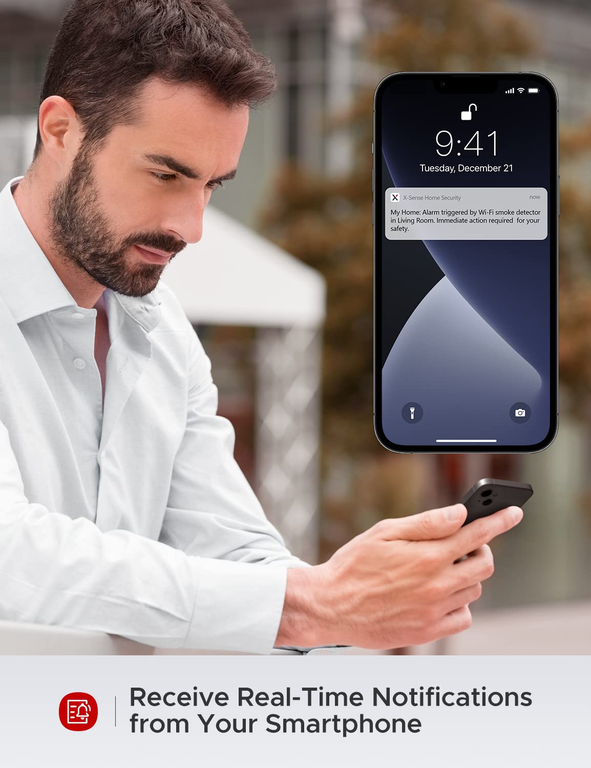 X-Sense Smart Smoke Detector Fire Alarm with Advanced Photoelectric Sensor, Replaceable Battery, Wi-Fi Smoke Detector (Battery Included), App Notifications, XS03-WX