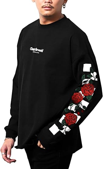 Amazon ラグスタイル ロンt メンズ 長袖tシャツ ビッグシルエット カットソー 薔薇 刺繍 ロゴ Tシャツ カットソー 通販 Amazon ラグスタイル ロンt メンズ 長袖tシャツ ビッグシルエット カットソー 薔薇 刺繍 ロゴ Tシャツ カットソー 通販
