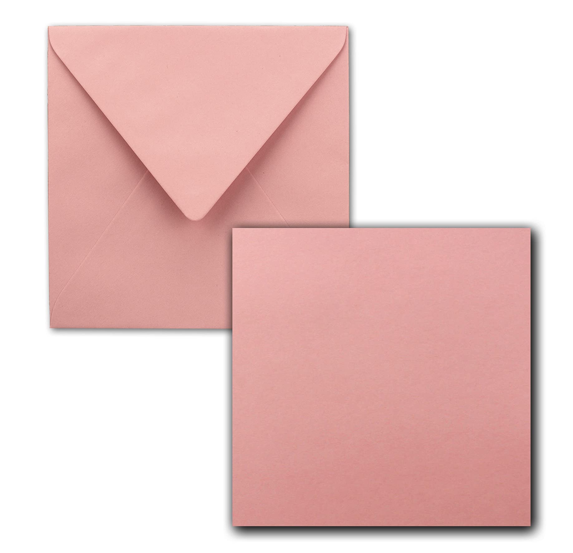 FarbenFroh® by Gustav Neuser® Pack of 50 Simple Cards Square 15 x 15 cm with Envelopes in Old Pink for Greeting Cards etc.