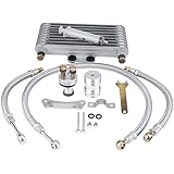 KIMISS アルミニウム オートバイエンジンオイルクーラー ラジエターキットの変更 ホンダCB CGエンジン用