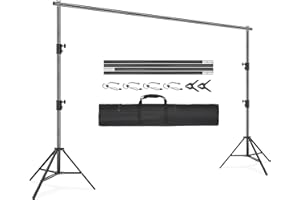 VEVOR 11.5 x 9.6 ft Heavy Duty Backdrop Stand, Height Adjustable Photography Backdrop Stand, Background Support System with 6 Clamps and A Carry Bag, for Party, Wedding, Display, Photo