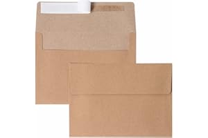 50 Pack Kraft A7 Envelopes, Brown 5x7 Invitation Envelopes, Self Seal Envelopes Printable, for Weddings, Greeting Cards, Phot