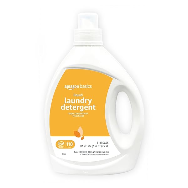 AMAZON BASICS LAUNDRY DETERGENT LIQUID, CONCENTRATED, FRESH SCENT, 110 LOADS, 82.5 FL OZ (NEW PACKAGING)