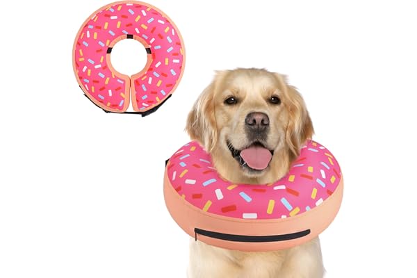 Supet Inflatable Dog Cone Collar Alternative After Surgery, Doggie Neck Donut Collar Recovery ECollar, Soft Dog Cone for Smal
