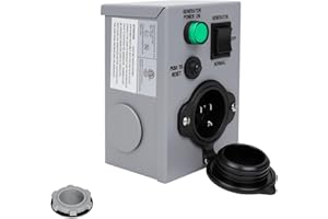Afurkuot 15 Amp Generator Transfer Switch with Pre-drilled Holse, LED Indicator 125V 1875W 15A NEMA 5-15P Power Generator Tra