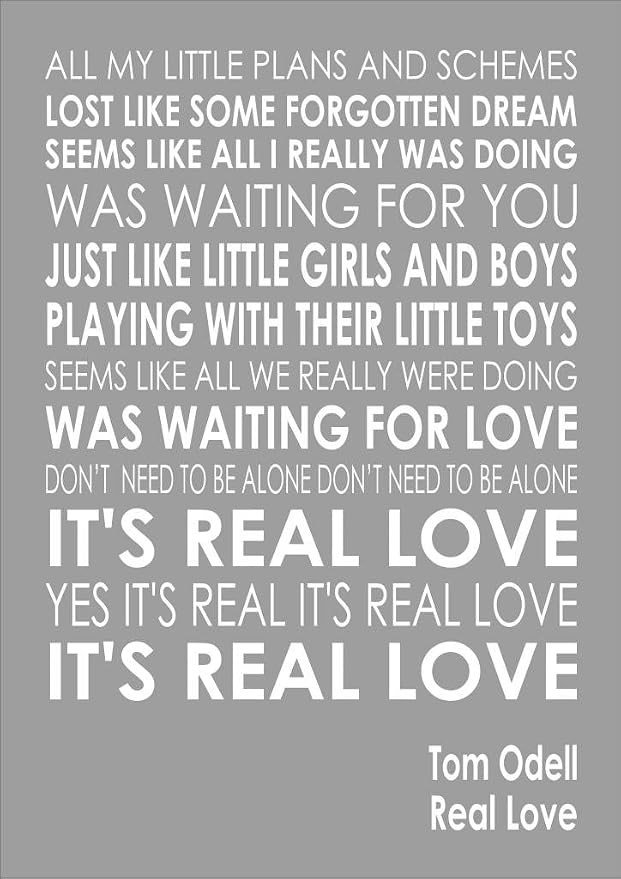 Tom Odell Real Love Black Background White Text It Comes In A