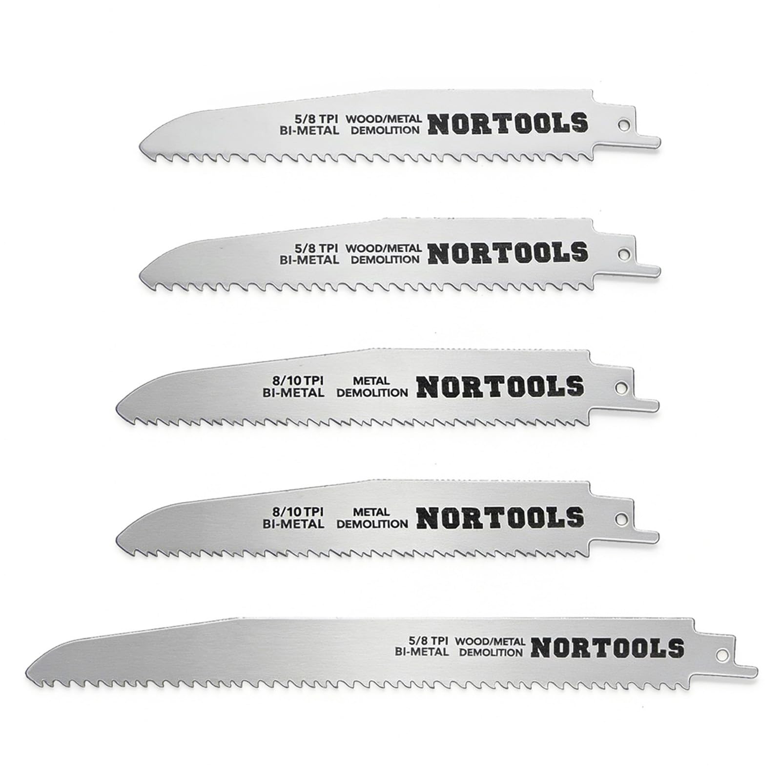 NORTOOLS Reciprocating Saw Blades set, 5 PCS Sabre Saw Blades HSS Cutter Wood Metal Saw Blade Set for Steel Demolition/Wood/Metal Cutting Adapted to Bosch DEWALT Makita(150mm/6"x4 230mm/9"x1)