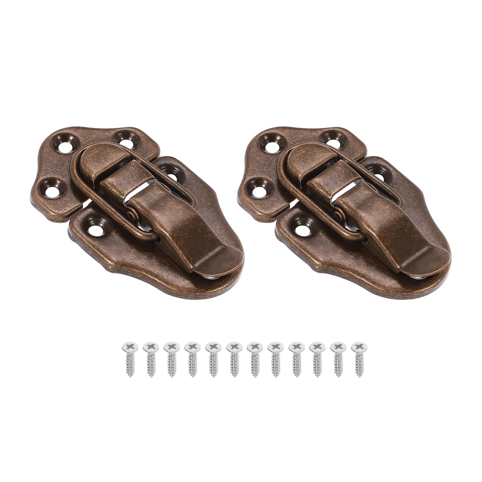 PATIKIL Retro Style Duckbilled Toggle Hasp Latch, 2 Pack Small Metal Vintage Box Toggle with Mounting Screw for Jewelry Cabinet Wooden Ordinary Box Crafts, Red Bronze