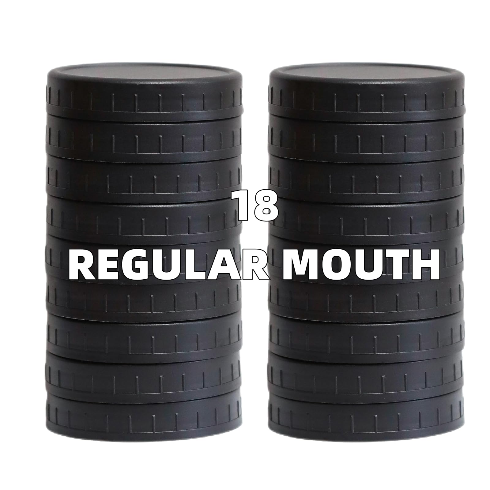 Photo 1 of Jumterlee 18 Pack Black Regular Mouth Mason Jar Lids with Silicone Rings, Plastic Mason Jar Lids,Plastic Canning Lids, Fit Ball,Kerr and More (black)